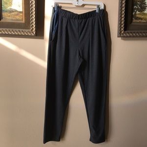 Grey Elastic Waistband Straight Leg Pants